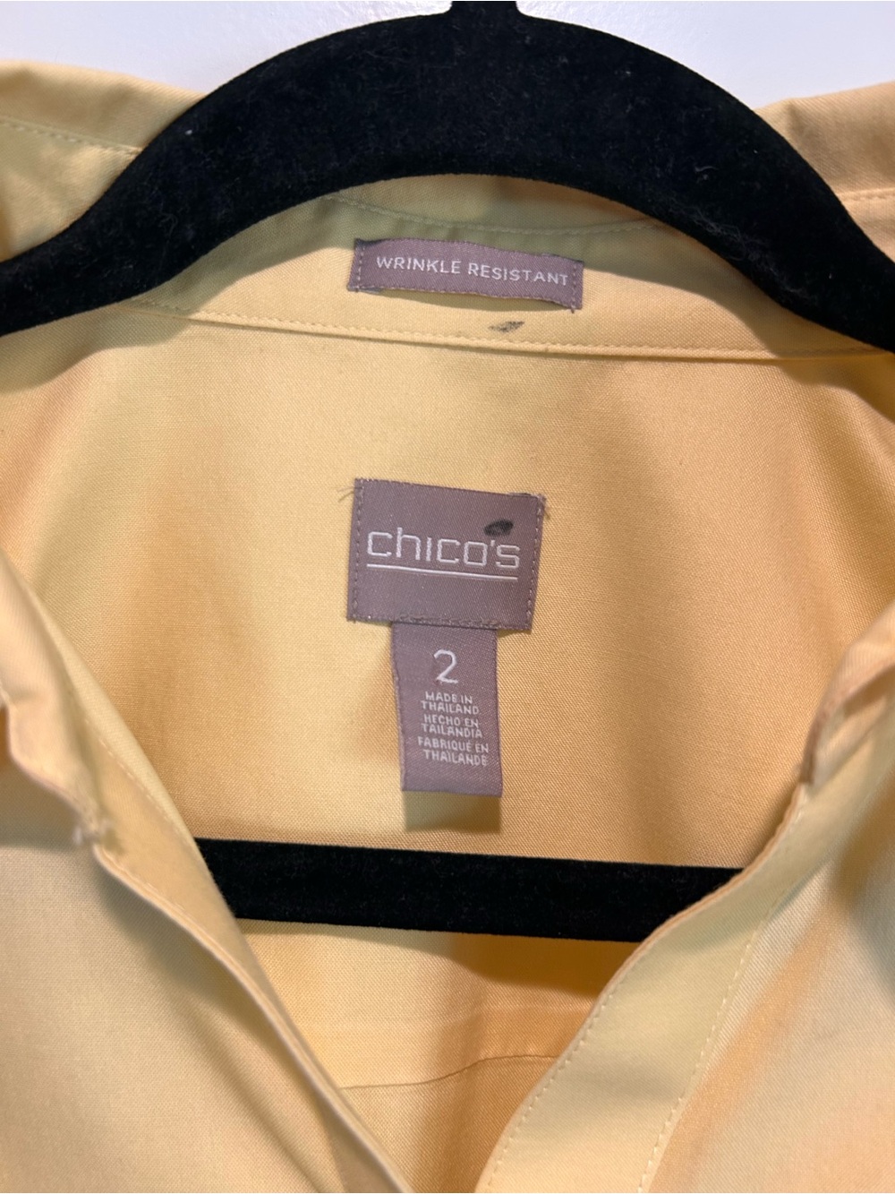 Chico’s Butter Yellow Wrinkle Resistant Cotton Button Shirt Size 2 - Picture 4 of 7